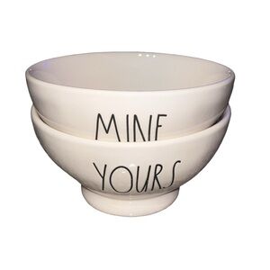 Rae Dunn Bowls Yours Mine Cereal Soup Artisan Collection Set of 2